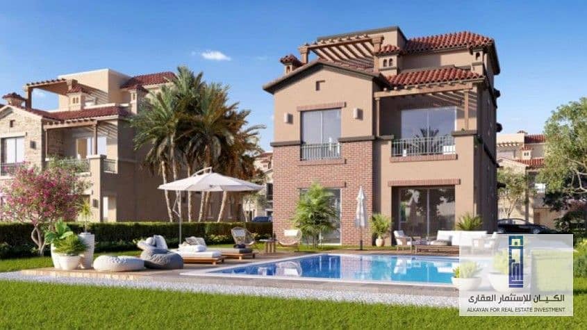 Receive it immediately at the entrance to the capital. . A luxury townhouse villa for sale in installments in the capital, La Vista City New Capital 21