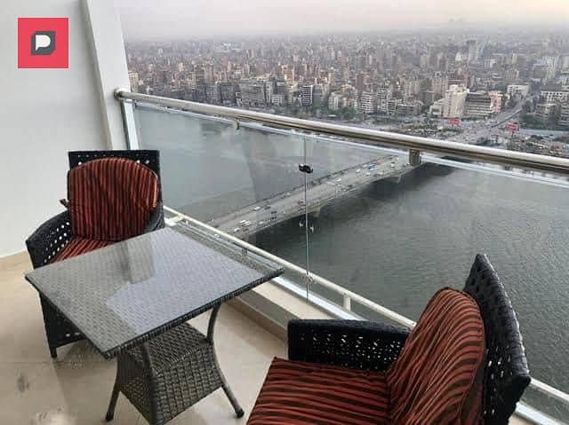 Service apartment for sale on the Nile in Maadi Corniche, finished with Acs and furniture,  on the 14th floor, overlooking Nile 13