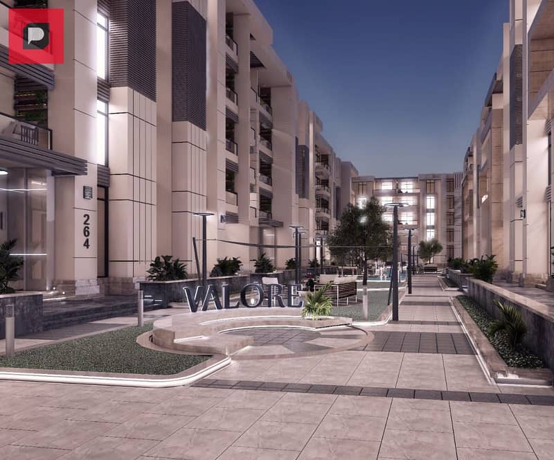 Hotel apartment for sale next to City Center Almaza, fully finished with kitchen and air conditioners in Valore Sheraton View Landscape Compound 16