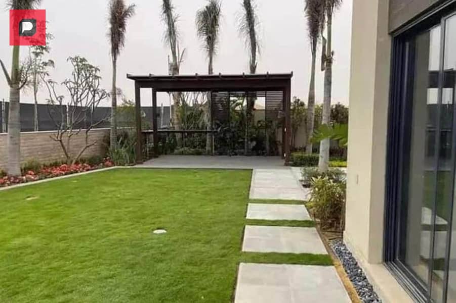 S Villa 212 m for sale private garden view, lagoon and green area, with a discount of (42%) for cash, Sarai Compound, Mostakbal City, next to Madinaty 3