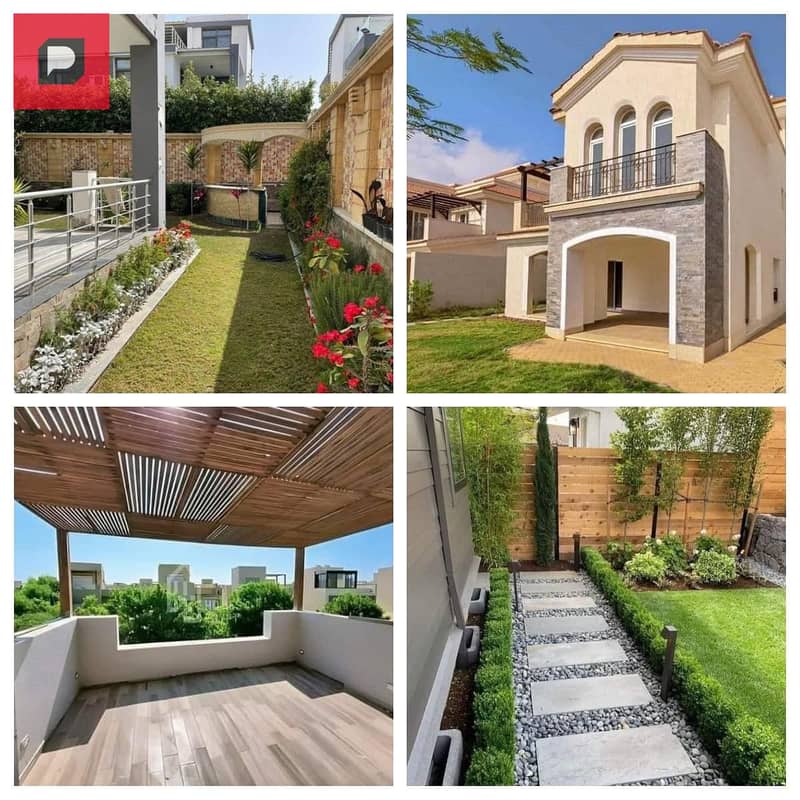 S Villa 212 m for sale private garden view, lagoon and green area, with a discount of (42%) for cash, Sarai Compound, Mostakbal City, next to Madinaty 6