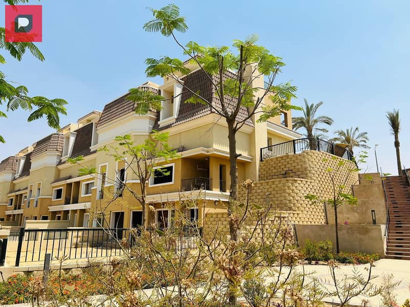 S Villa 212 m for sale private garden view, lagoon and green area, with a discount of (42%) for cash, Sarai Compound, Mostakbal City, next to Madinaty 10