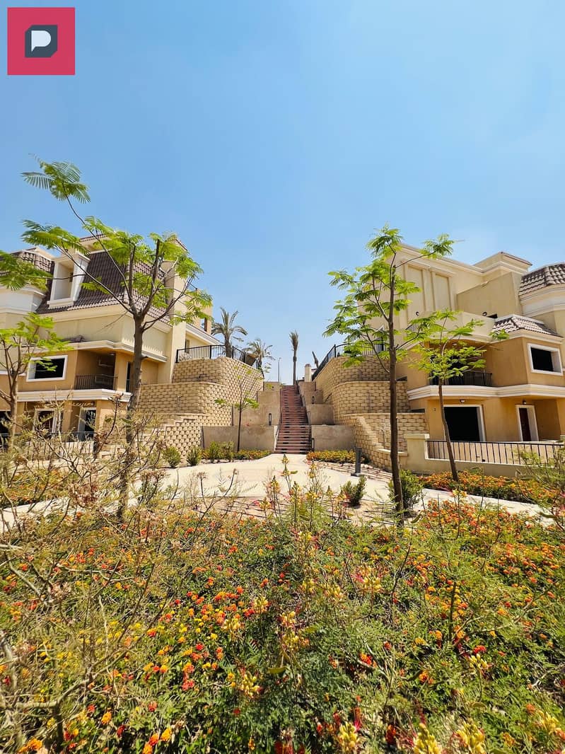 S Villa 212 m for sale private garden view, lagoon and green area, with a discount of (42%) for cash, Sarai Compound, Mostakbal City, next to Madinaty 14