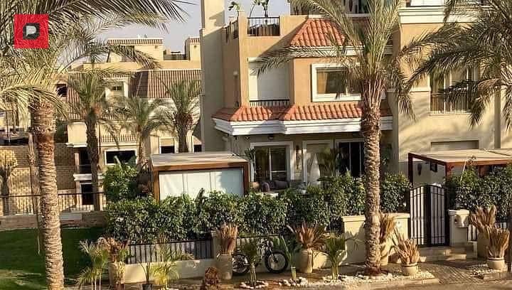 S Villa 212 m for sale private garden view, lagoon and green area, with a discount of (42%) for cash, Sarai Compound, Mostakbal City, next to Madinaty 17