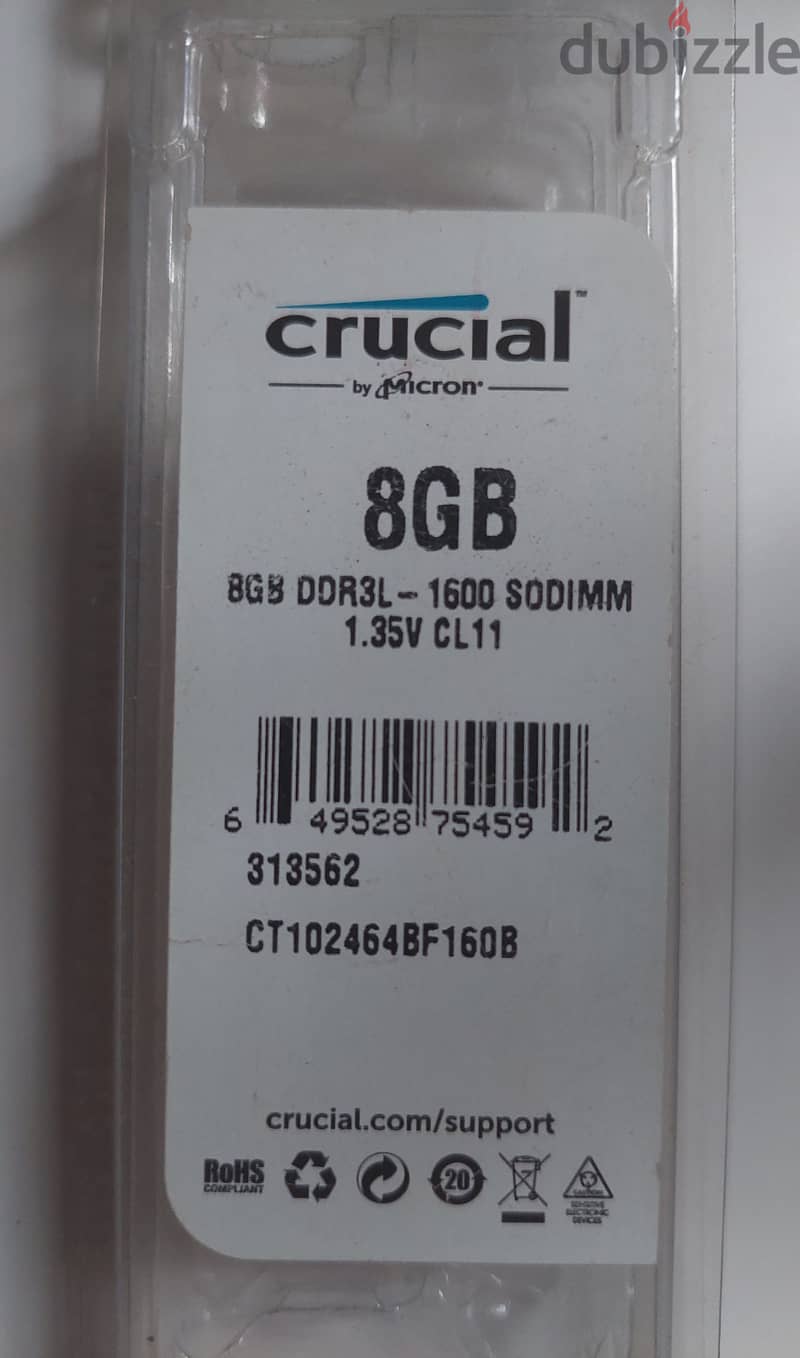 رامة لابتوب DDR3L كروشال 8GB - 1600 MHZ 2