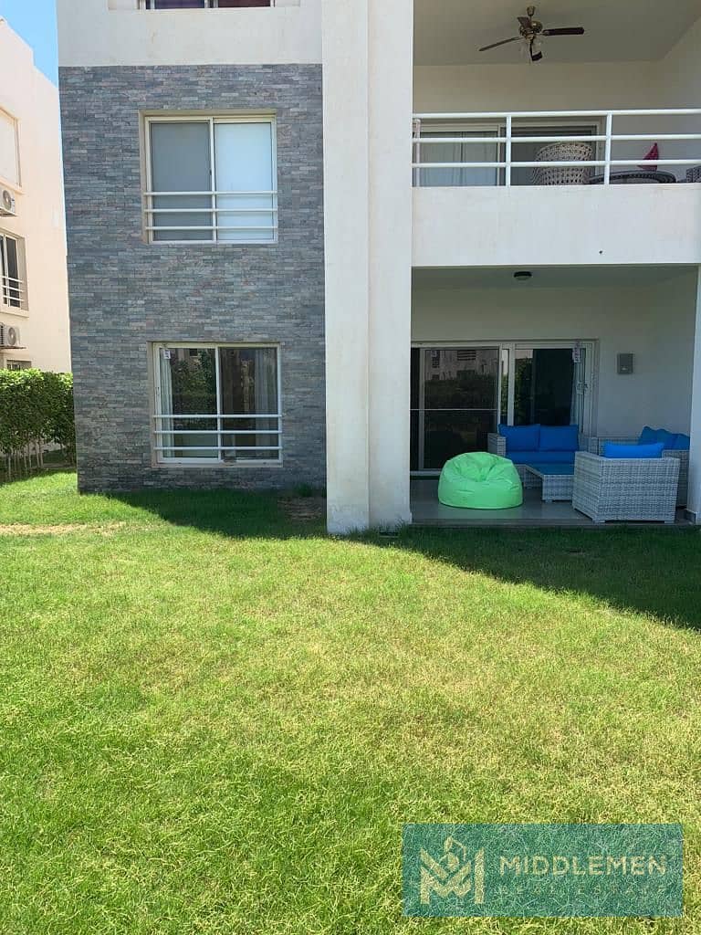 chalet 145 m with  garden 180 m pool view under market price prime location Amwaj north coast 3