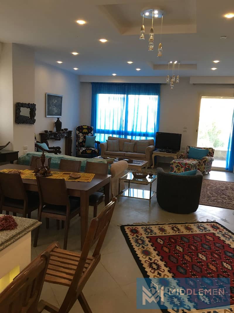 apartment for rent 211m fully finished kitched &acs and furnished , park view new cairo 12