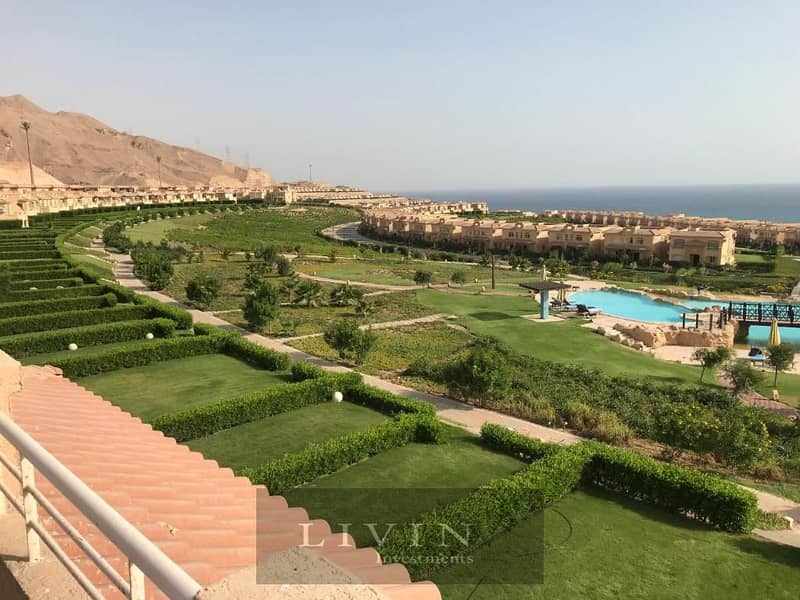 440.000 down payment , chalet for sale, fully finished, with a panoramic view directly on the sea, in the village of Telal Ain Sokhna, in installments 6