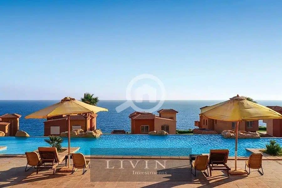 440.000 down payment , chalet for sale, fully finished, with a panoramic view directly on the sea, in the village of Telal Ain Sokhna, in installments 7