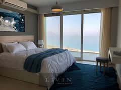 Two-bedroom apartment for sale, immediate delivery, with a down payment of 337 thousand Bahri, fully finished, ultra super lux, first row on the sea 0