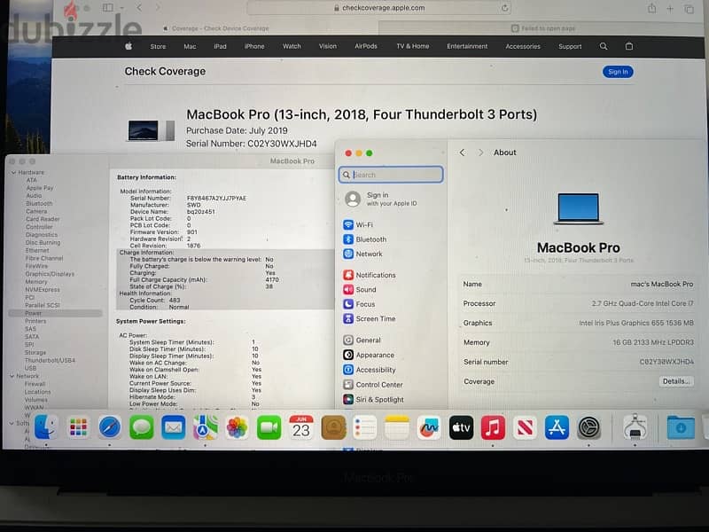 MacBook Pro 2018 - i7 2.7GHz - 16GB memory 512GB SSD 3