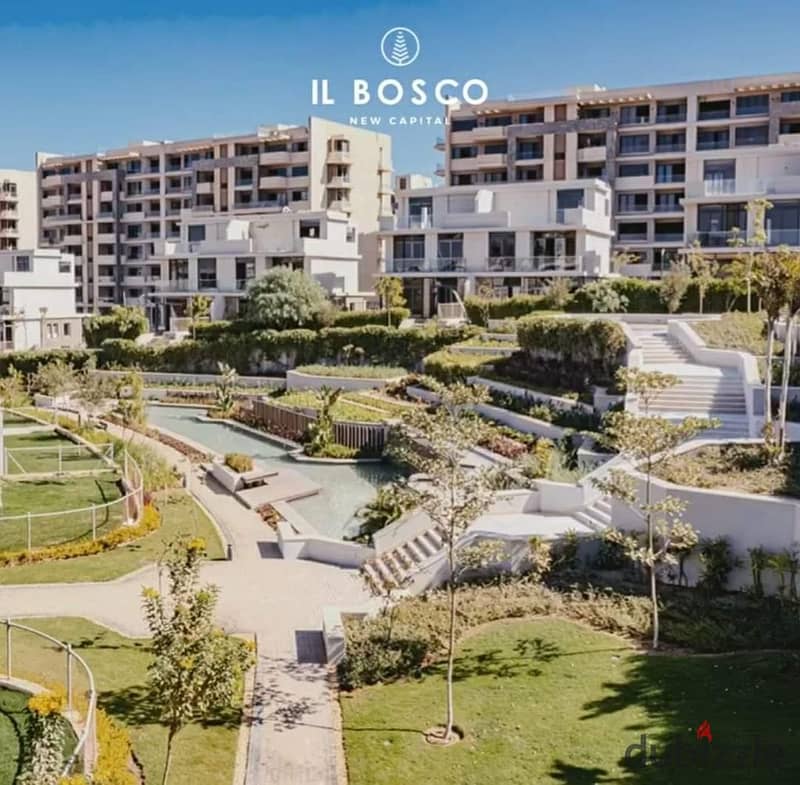 For sale apartment with a garden 114 m ready to move prime location under market price in El Bosco Compound 4