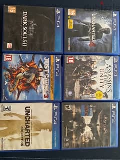 uncharted collection, uncharted 4, dark souls 2, just cause3 ,Batman