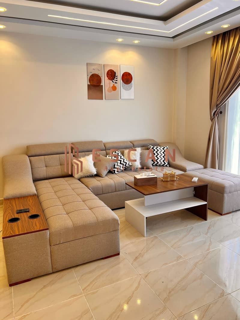 Furnished apartment for rent in Madinaty with extra super luxury finishes in the renovation phases of Madinaty 1