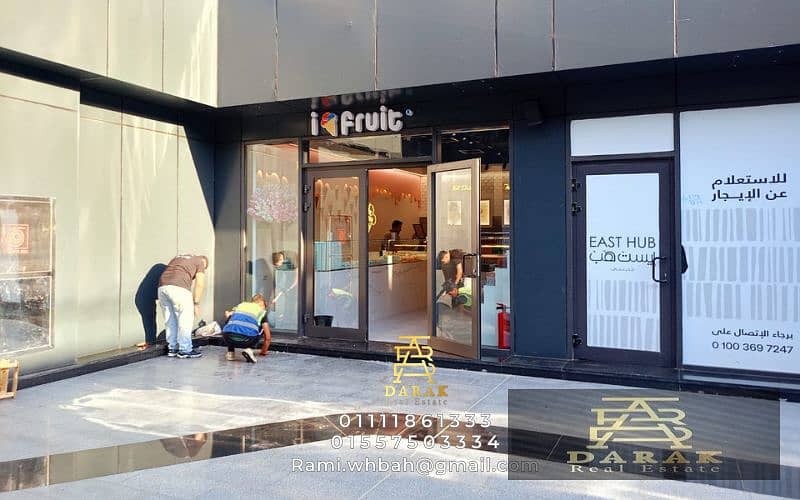 The last shop for rent in Madinaty in East Hub Double Face next to Galal Cafe and 2B and many brands. Shop for rent in Madinaty, facing the mall 9