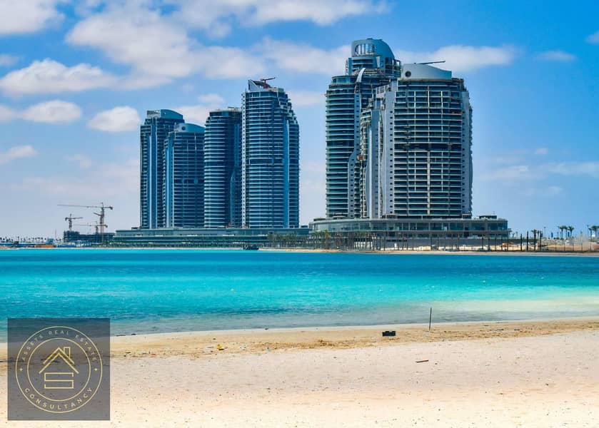 Own a luxuries Fully Finished Apartment , first row on Sea in Alamien Towers North Coast with a several Payment plans starting from 3 years up to 10Y 9