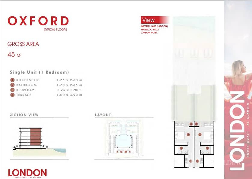 Chalet 45 meters OXFORD for sale in the London project from JD Holding in New Alamein, North Coast, with the longest payment period in the Royal Coast 3