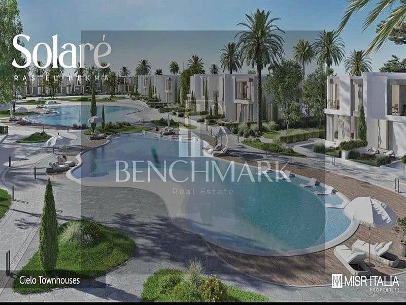 Ground Chalet 123m for sale in Solare village North Coast Fully Finished and Sea View in kilo 199 near to hacienda bay and fouka road ,in installments 4