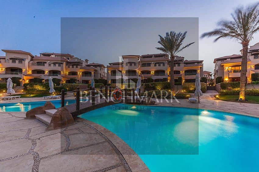 Penthouse chalet for sale, immediate delivery, 190 square meters, finished, in La Vista Topaz Ain Sokhna Village, next to Porto Sokhna, double view 1