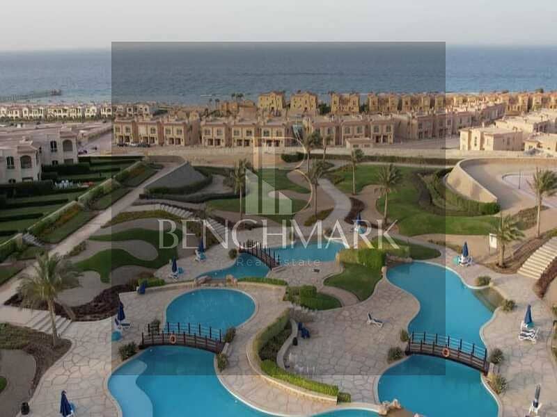 Penthouse chalet for sale, immediate delivery, 190 square meters, finished, in La Vista Topaz Ain Sokhna Village, next to Porto Sokhna, double view 24