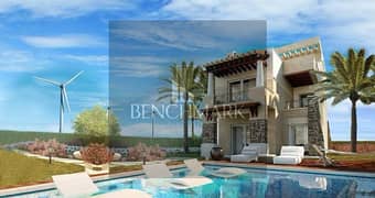 Standalone villa 270 m for sale immediately, fully finished, first row to the sea in Blue Blue Ain Sokhna village, next to Mountain View and Porto