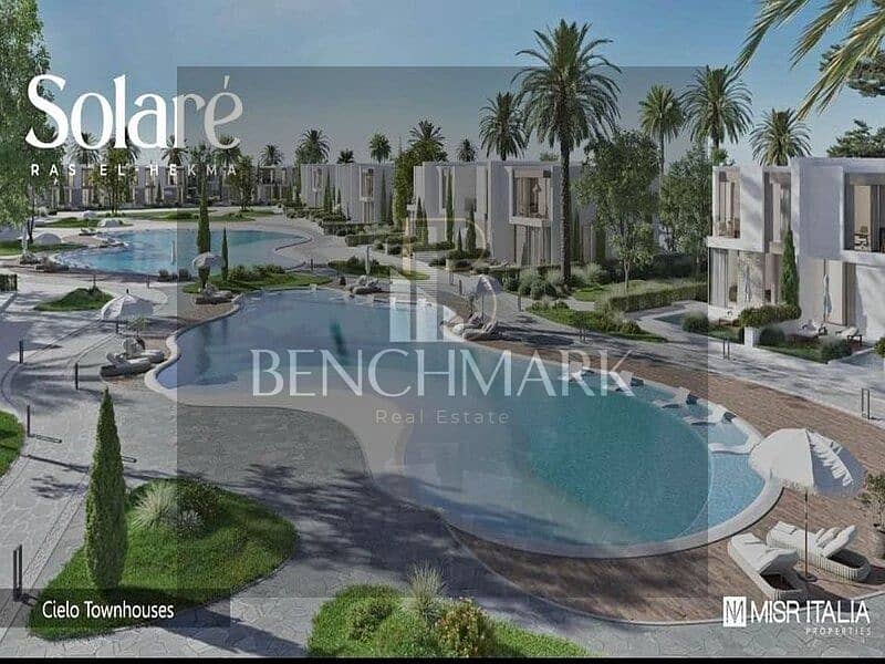 Garden chalet for sale 2Bdr fully finished installments over 10 years in Solare Misr Italy Ras El Hekma North Coast between Mountain View, Swan Lake 2