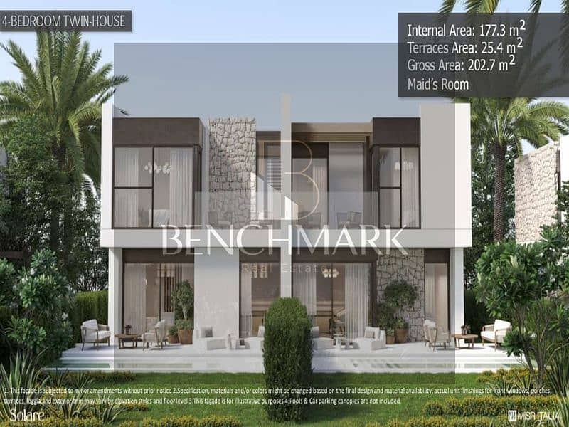 Garden chalet for sale 2Bdr fully finished installments over 10 years in Solare Misr Italy Ras El Hekma North Coast between Mountain View, Swan Lake 21