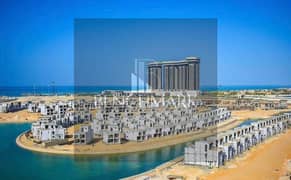 Apartment for sale in Garden 3 rooms Mazarine Compound North Coast, delivery soon, double view on El Alamein Towers next to Marina, in installments