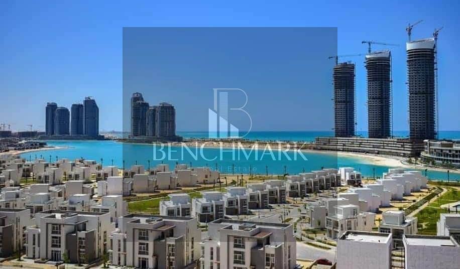 Apartment for sale in Garden 3 rooms Mazarine Compound North Coast, delivery soon, double view on El Alamein Towers next to Marina, in installments 2