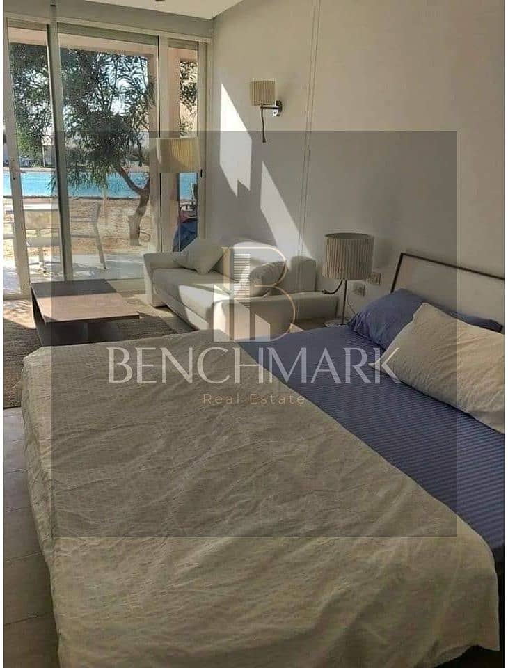 Apartment 146 m for sale in Garden Mazarine Compound North Coast, delivery soon, double view on El Alamein Towers next to Marina, in installments 15