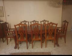 Dining table with 8 chairs, beech wood buffet