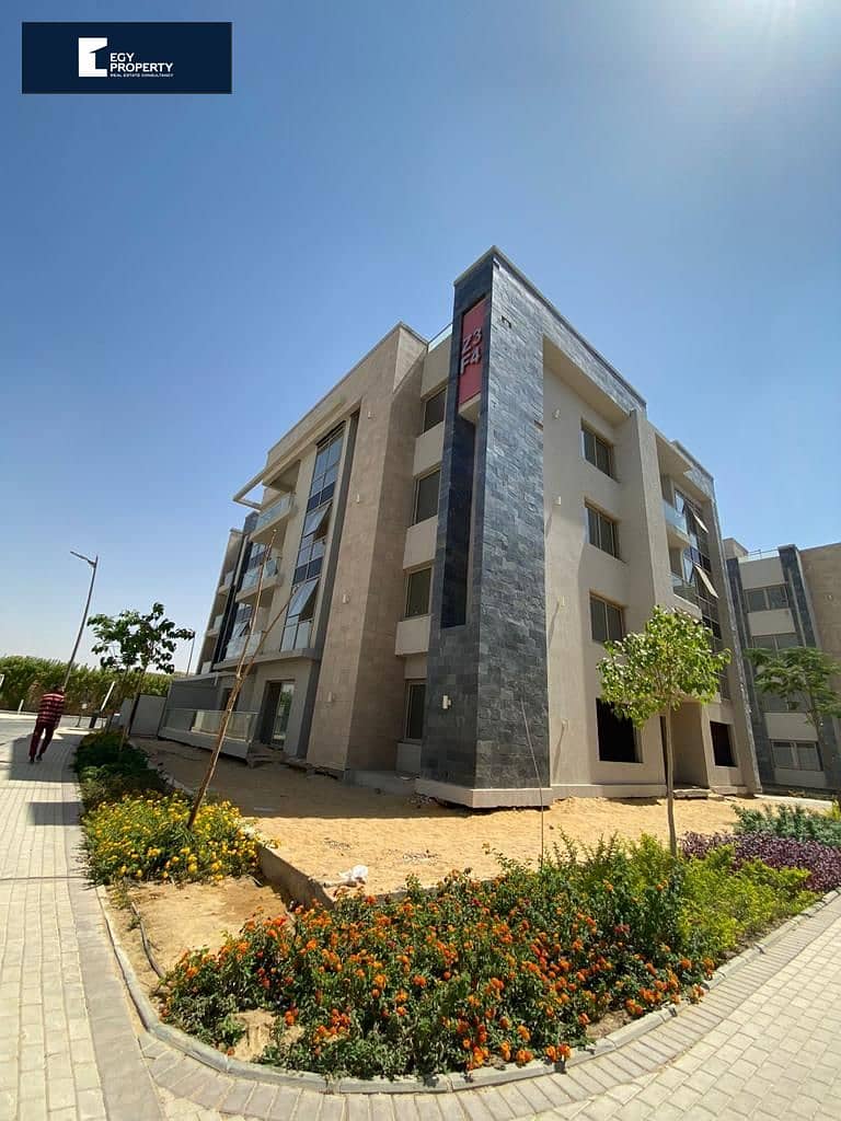 Ready to deliver 3 bedrooms apartment with garden with 5 years installments for sale  in New Cairo Golden Square 2