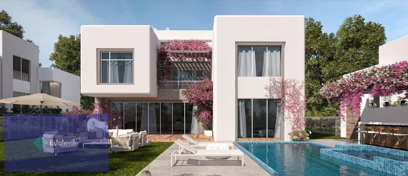 Fully finished twin villa for sale in installments over 8 years, , on the lagoon in Sidi Abdel Rahman on the North Coast 1