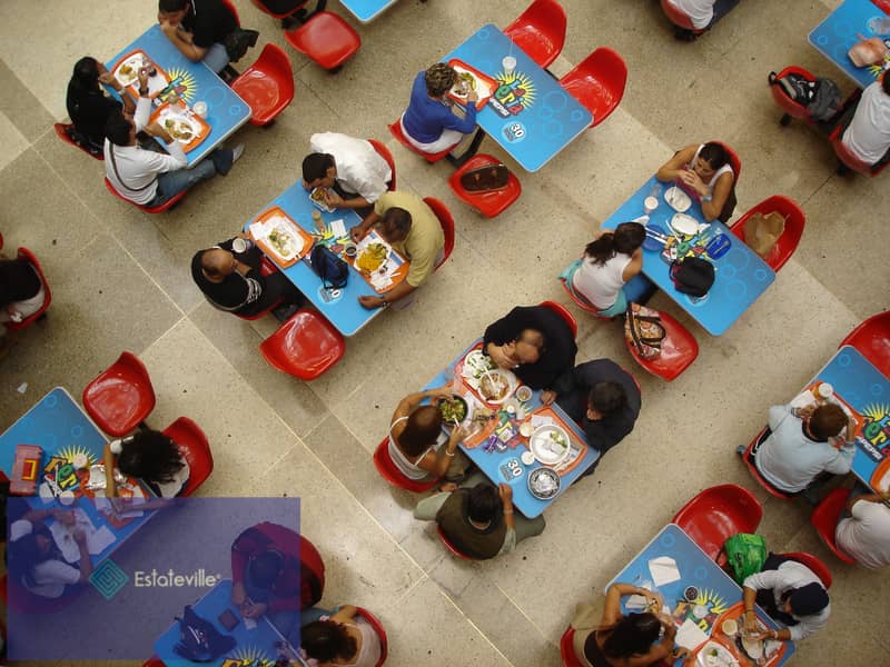 A finished restaurant with air conditioners in the Food Court for sale, ready for inspection on the most important axes and entrance to the capital, i 7