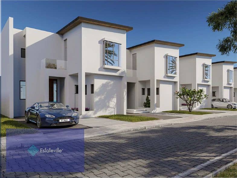 With a down payment of 315,000, a finished chalet on the lagoon for sale on the North Coast of Ras Al-Hikma, in installments over 9 years 1