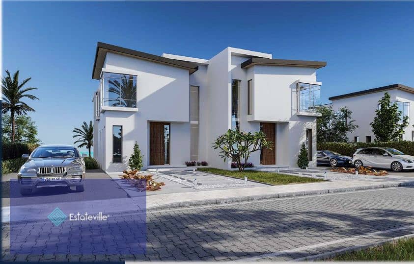 With a down payment of 315,000, a finished chalet on the lagoon for sale on the North Coast of Ras Al-Hikma, in installments over 9 years 10