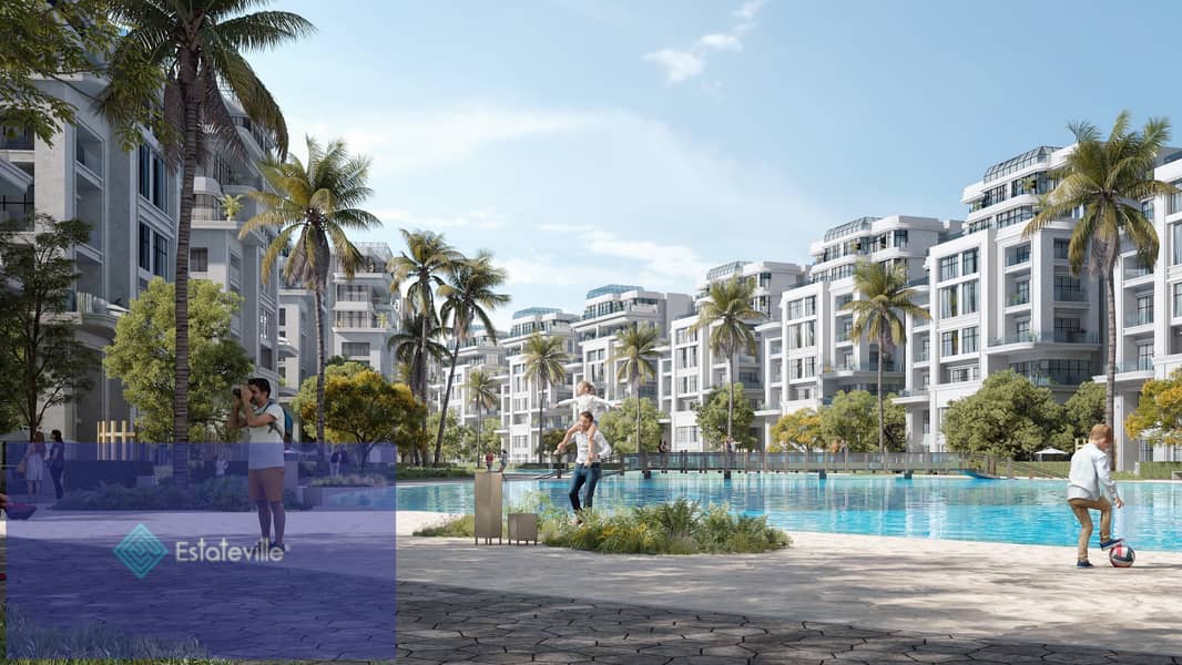 With a down payment of 400,000, an apartment for sale at the launch price in Lumia Lagoons Compound, Dubai Company, in installments over 8 years 6