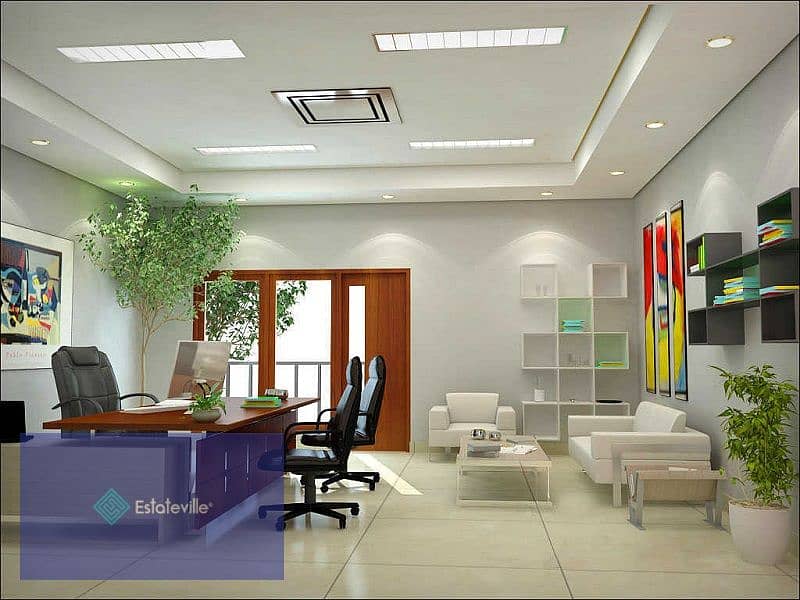 Fully finished office for sale in installments over 9 years in a mall next to the Sheraton Hotel in Mostakbal City 10