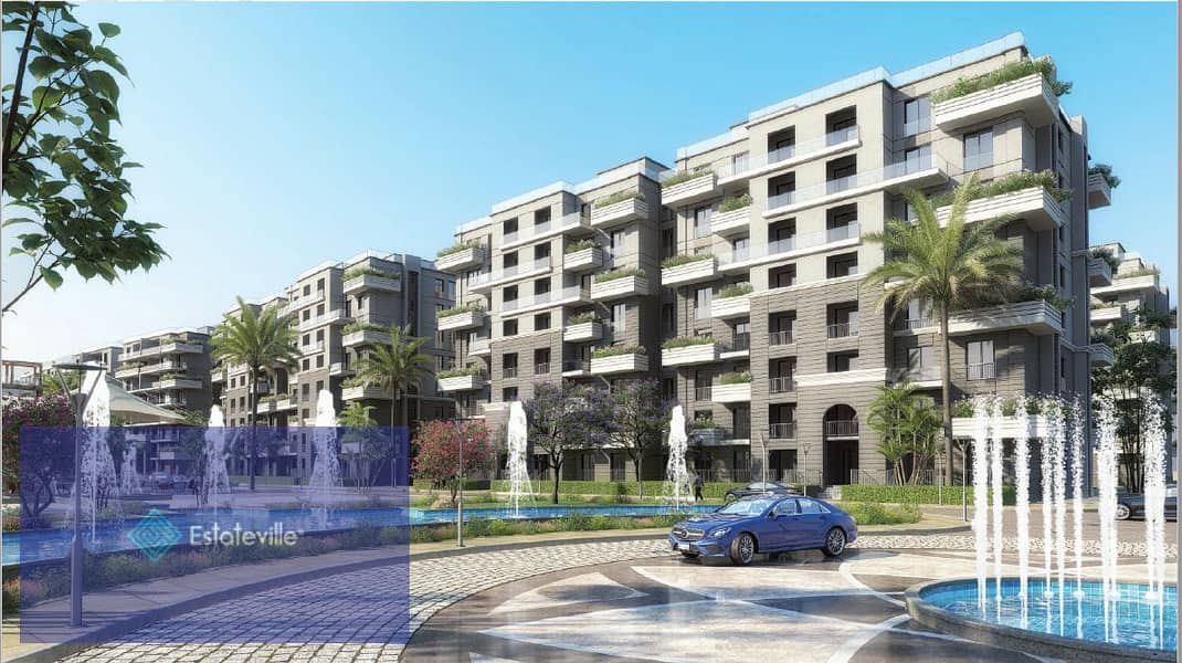 In a fully built compound, a 292-meter apartment for sale, delivery after one year, in front of the Embassy District, in installments over 7 years 7