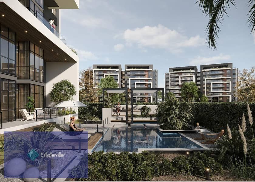 Two-bedroom apartment with a down payment of 369 thousand, a view of a swimming pool and next to the diplomatic quarter, in installments over 7 year 4