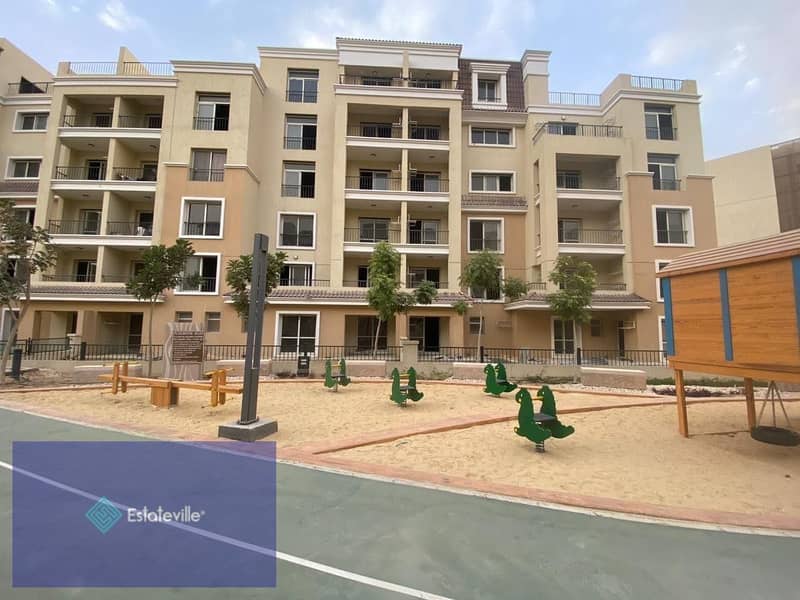 Two-bedroom apartment in the largest compound in Mostakbal 1,300 acres next to Madinaty and on the Suez Road, already living with a 5% down payment an 1