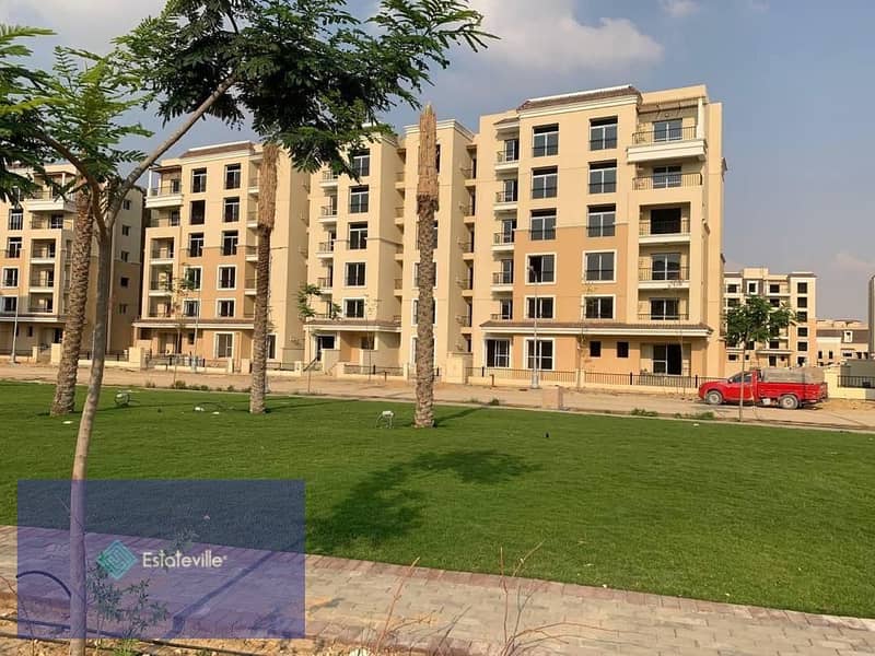 Two-bedroom apartment in the largest compound in Mostakbal 1,300 acres next to Madinaty and on the Suez Road, already living with a 5% down payment an 5