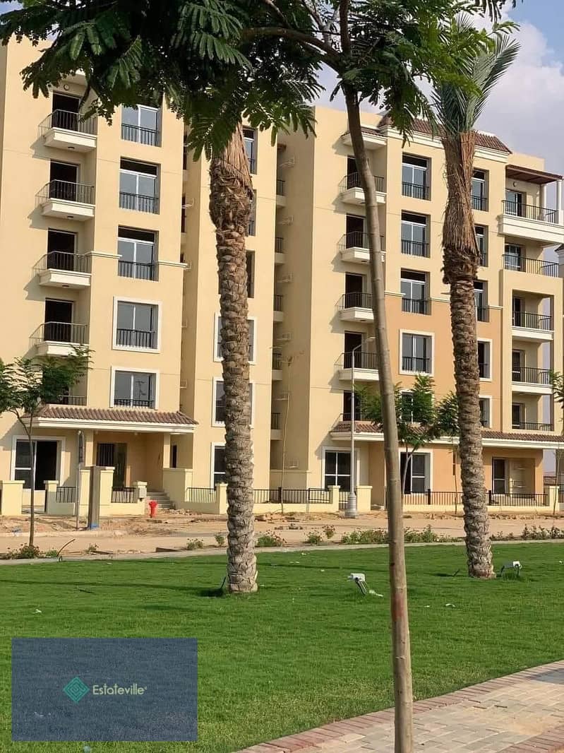 Two-bedroom apartment in the largest compound in Mostakbal 1,300 acres next to Madinaty and on the Suez Road, already living with a 5% down payment an 11