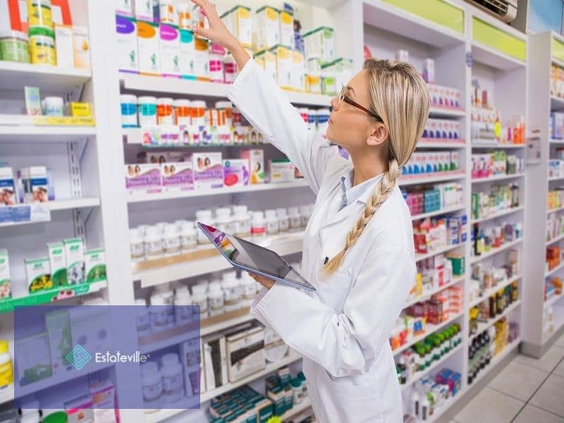 Exclusive pharmacy in a separate medical building in front of the sports city in the middle of more than 250 thousand people in a main square at the e 8