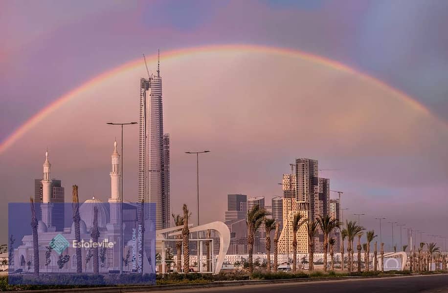 اخر محل بعقد إيجار ألزامي بدون مقدم امام البرج الايقوني وبقلب النهر الاخضر ومحور بن زايد بمنطقه الاعمال المركزيه 19