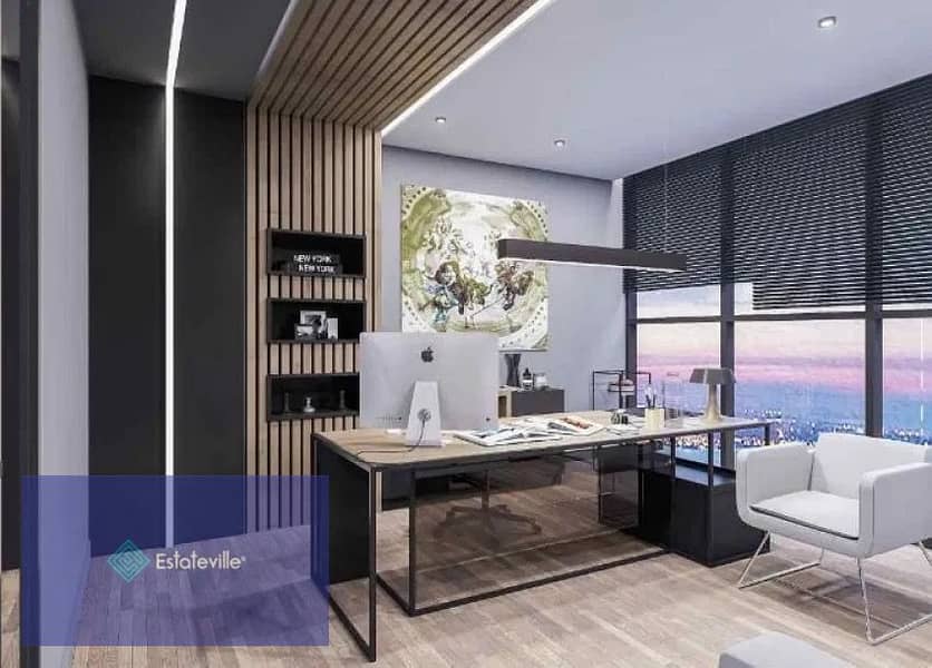 89 m office with 10% down payment and payment up to 8 years in the Lotus area in the middle of the oldest and most residential and commercial complex 9