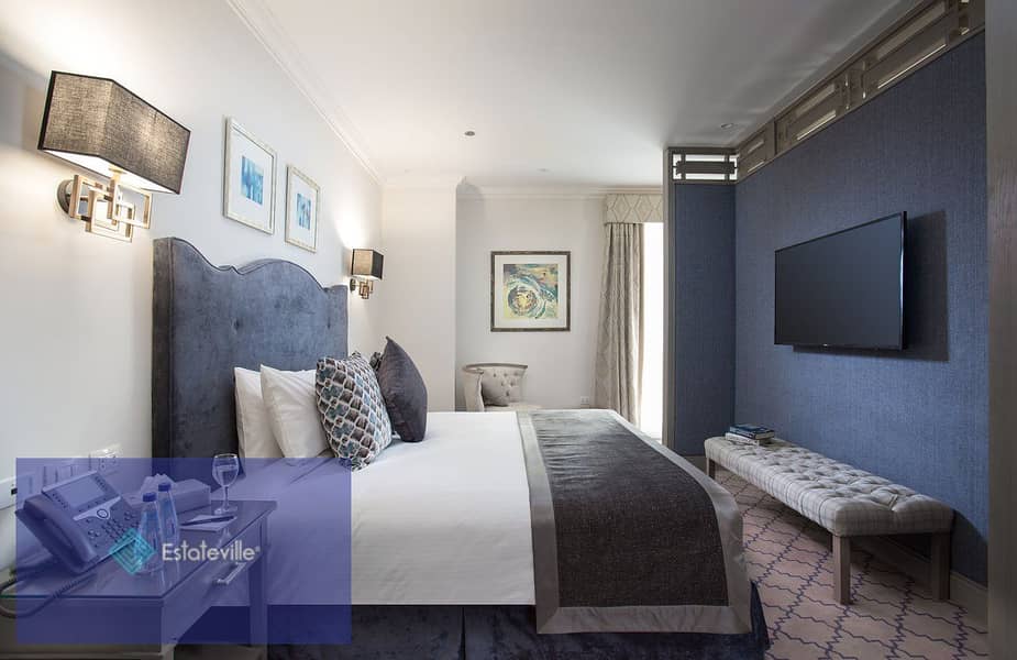 A fully furnished hotel room, in partnership with the Concorde El Salam Hotel, with a 10% down payment and payment facilities, with an annual profit o 7