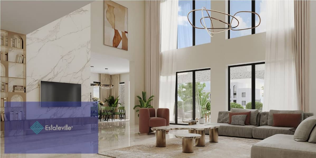 Apartment 160 meters with a down payment of 355 thousand and payment up to 8 years, lake view in the Fifth Settlement directly on the Suez Road with t 9