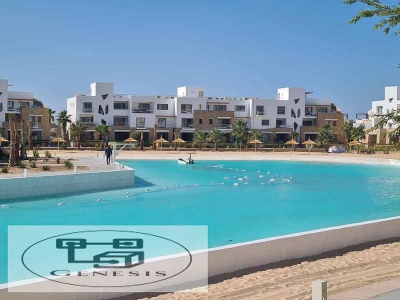 Chalet 138 sqm, hotel finishing, in Swan Lake, El Gouna, Hassan Allam, on the sea | in installments 3