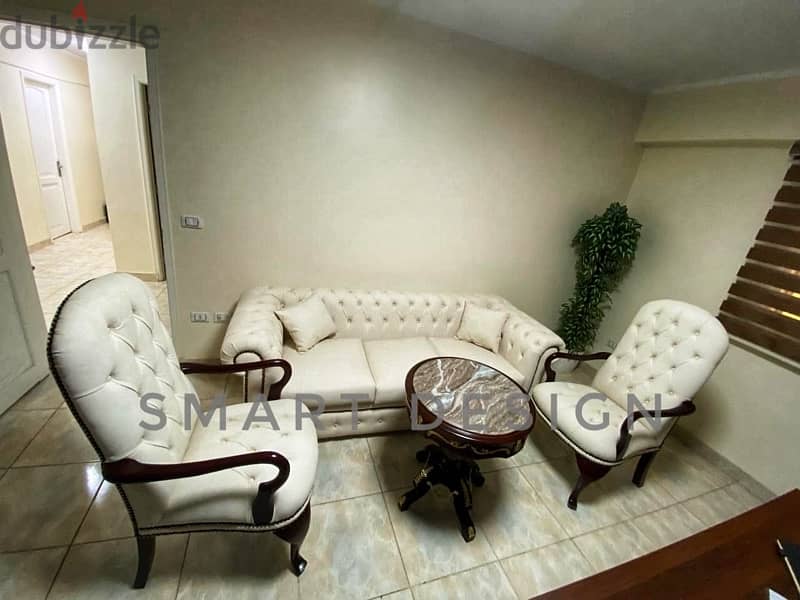 Classic sofa set - طقم استقبال كلاسيك راقي خشب زان جلد كابوتنيه 2